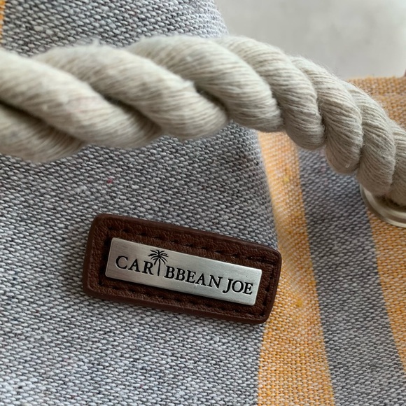 CARIBBEAN JOE canvas striped multi functional tote with rope strap NWT - Picture 8 of 14